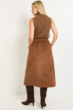 Jupe Midi En Synthétique Avec Détails De Coutures Petite