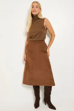Jupe Midi En Synthétique Avec Détails De Coutures Petite