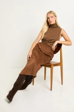 Jupe Midi En Synthétique Avec Détails De Coutures Petite