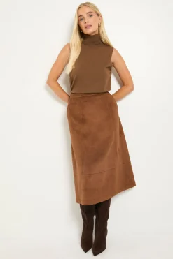 Jupe Midi En Synthétique Avec Détails De Coutures Petite