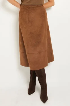 Jupe Midi En Synthétique Avec Détails De Coutures Petite