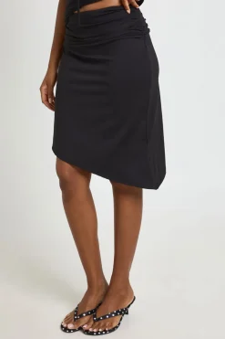 Jupe Midi Froncée En Slinky Mat À Taille Repliable