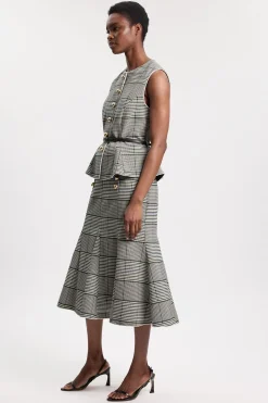 KarenMillen Jupe Midi À Godets En Carreaux Ajustée<Femme Jupes|Jupes