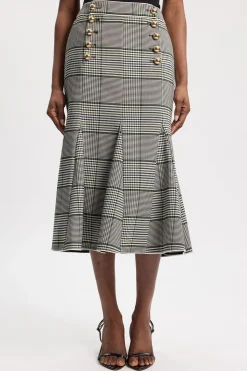 KarenMillen Jupe Midi À Godets En Carreaux Ajustée<Femme Jupes|Jupes
