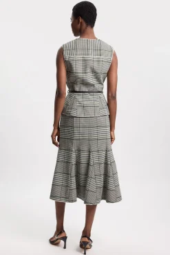 KarenMillen Jupe Midi À Godets En Carreaux Ajustée<Femme Jupes|Jupes