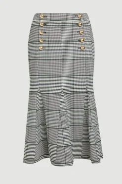 KarenMillen Jupe Midi À Godets En Carreaux Ajustée<Femme Jupes|Jupes