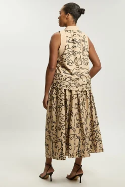 Jupe Midi Grande Taille En Lin À Sequins Mats