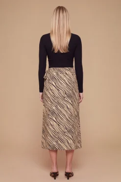 Jupe Midi Imprimée À Détail Ceinture Nouée Pour Petite Taille