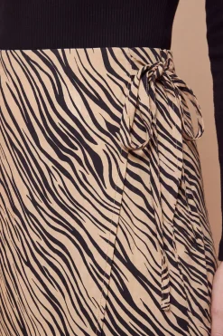Jupe Midi Imprimée À Détail Ceinture Nouée Pour Petite Taille