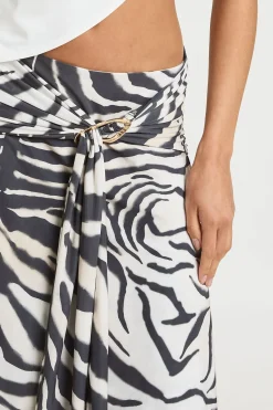 boohoo Jupe Midi Imprimé Zèbre Avec Finitions<Femme Jupes|Jupes