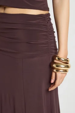 Jupe Midi Moulante à Ourlet Asymétrique