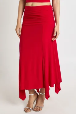 Jupe Midi Moulante à Ourlet Asymétrique