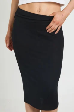 boohoo Jupe Midi e Taille Haute Unie Basic Petite<Femme Jupes|Basiques