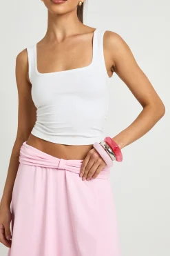 Jupe Midi À Ourlet Mouchoir Avec Détail Plissé À La Taille