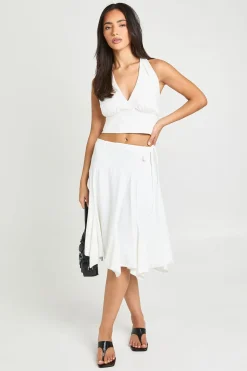 boohoo Jupe Midi À Ourlet Mouchoir Avec Détails De Coutures Et Taille Nouée<Femme Jupes|Jupes