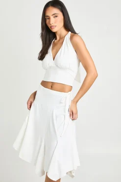 boohoo Jupe Midi À Ourlet Mouchoir Avec Détails De Coutures Et Taille Nouée<Femme Jupes|Jupes