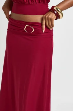 boohoo Jupe Midi À Ourlet Mouchoir Avec Détail Drapé Et Garniture Dorée<Femme Jupes|Jupes