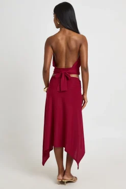 boohoo Jupe Midi À Ourlet Mouchoir Avec Détail Drapé Et Garniture Dorée<Femme Jupes|Jupes