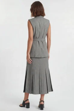Jupe Midi Petite Taille À Carreaux Avec Détail Godet Coupe Ajustée
