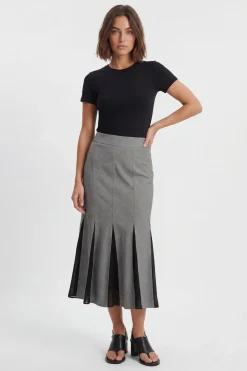 Jupe Midi Petite Taille À Carreaux Avec Détail Godet Coupe Ajustée