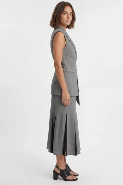 Jupe Midi Petite Taille À Carreaux Avec Détail Godet Coupe Ajustée