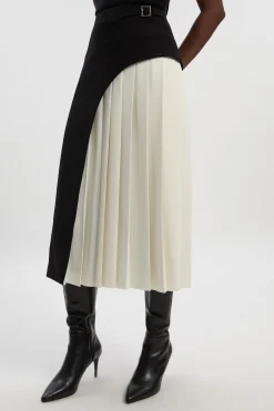 KarenMillen Jupe Midi Plissée Ajustée avec Détail Boucle<Femme Jupes|Jupes
