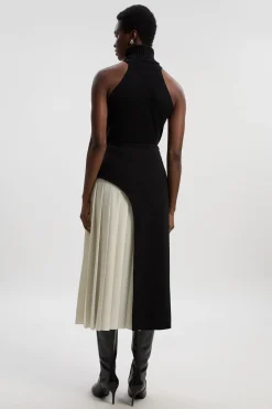 KarenMillen Jupe Midi Plissée Ajustée avec Détail Boucle<Femme Jupes|Jupes