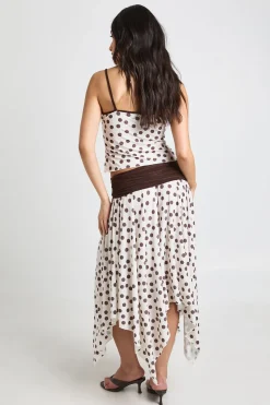boohoo Jupe Midi À Pois Avec Taille Contrastante Repliée<Femme Jupes|Jupes