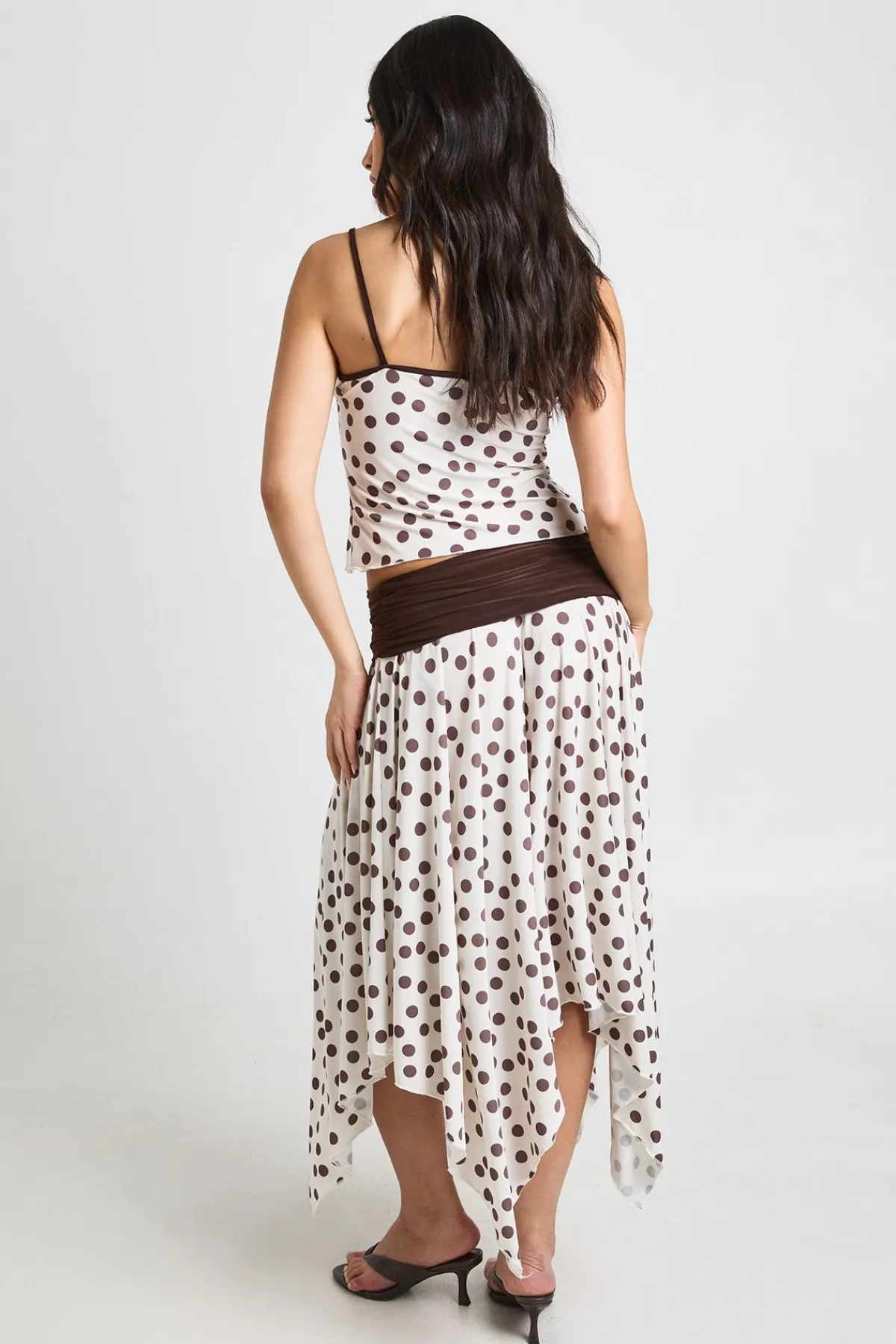 boohoo Jupe Midi À Pois Avec Taille Contrastante Repliée<Femme Jupes|Jupes