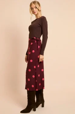 Dorothy Perkins Jupe Midi Portefeuille Imprimée À Pois Baies Avec Détail Nœud<Femme Jupes|Jupes