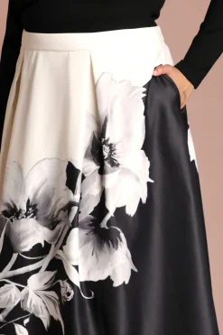 Jupe Midi Satinée Grande Taille Avec Imprimé Positionné