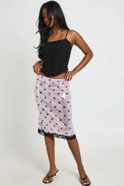 Jupe Midi À Sequins Imprimé À Pois