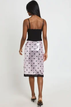 Jupe Midi À Sequins Imprimé À Pois