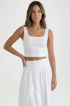 Jupe Midi À Taille Basse Effet Lin