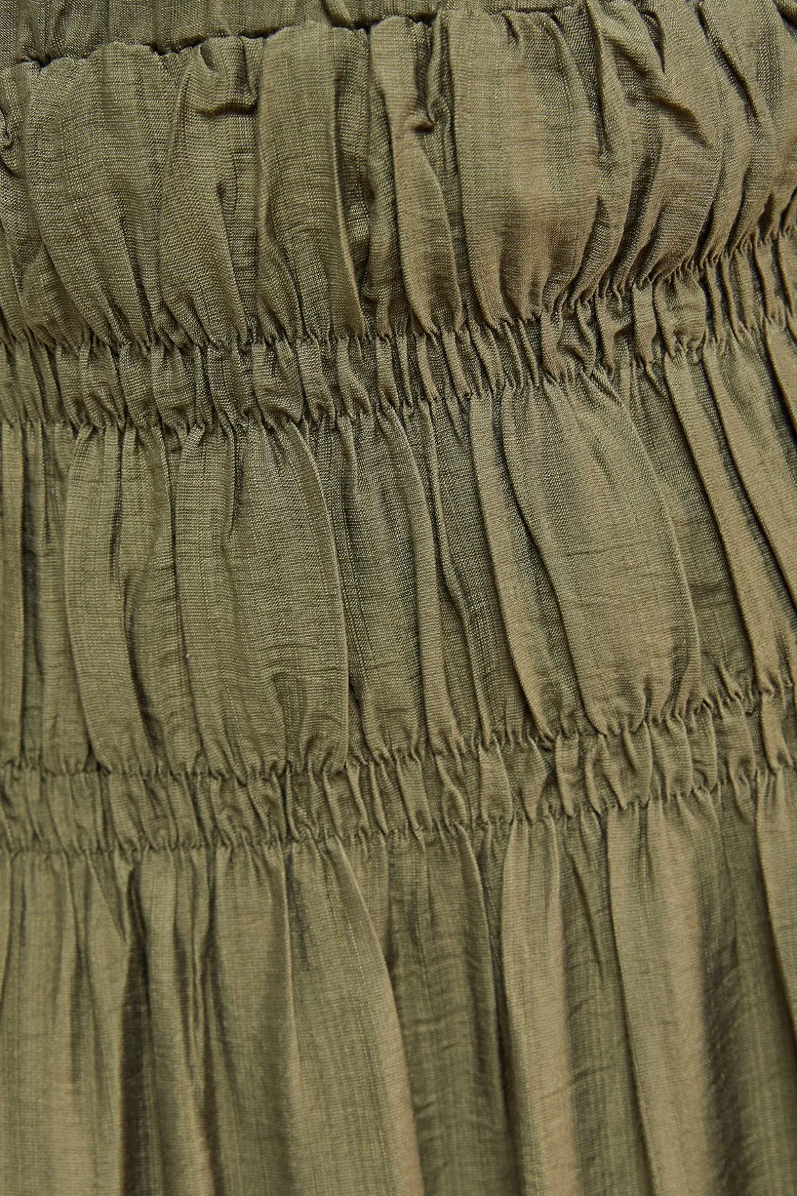 Jupe Midi à Taille Froncée