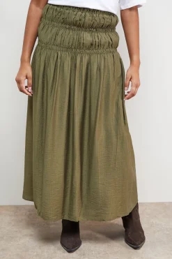 Jupe Midi à Taille Froncée