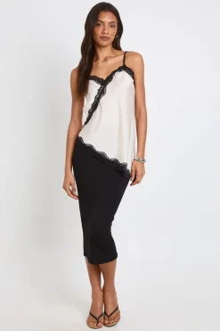 Jupe Midi Taille Haute Basique Unie Noire Pour Grande Taille