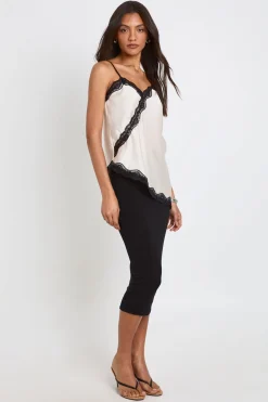 Jupe Midi Taille Haute Basique Unie Noire Pour Grande Taille