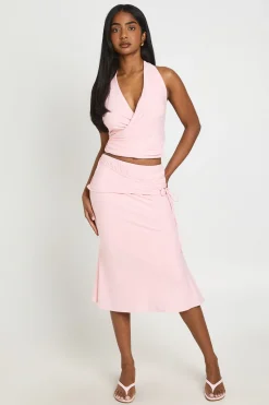 boohoo Jupe Midi À Taille Nouée<Femme Jupes|Jupes