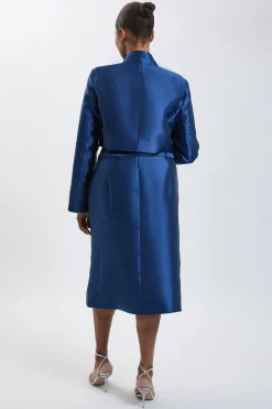 KarenMillen Jupe Midi Tailleur Grande Taille En Sergé Satiné Avec Ceinture<Femme Jupes|Jupes