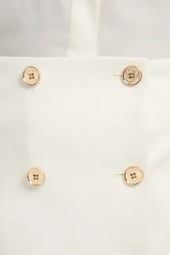 Jupe Midi Texturée Compacte Stretch À Détails Boutonnés