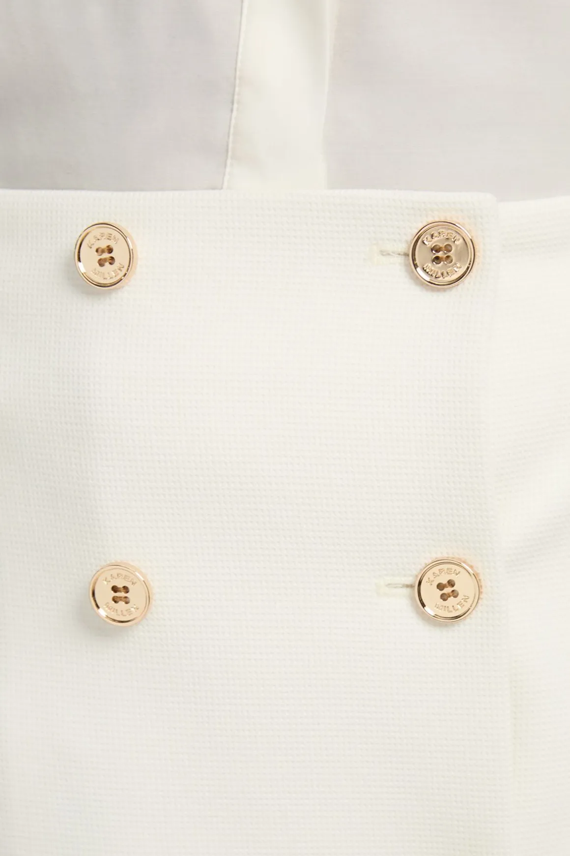 Jupe Midi Texturée Compacte Stretch À Détails Boutonnés