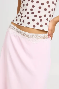 Jupe Midi Tissée Avec Ceinture En Dentelle