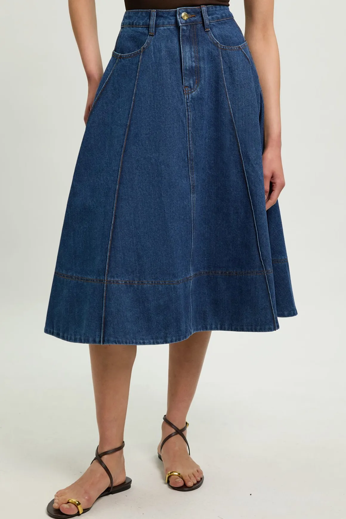 Jupe Midi Évasée En Denim