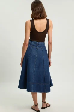 Jupe Midi Évasée En Denim