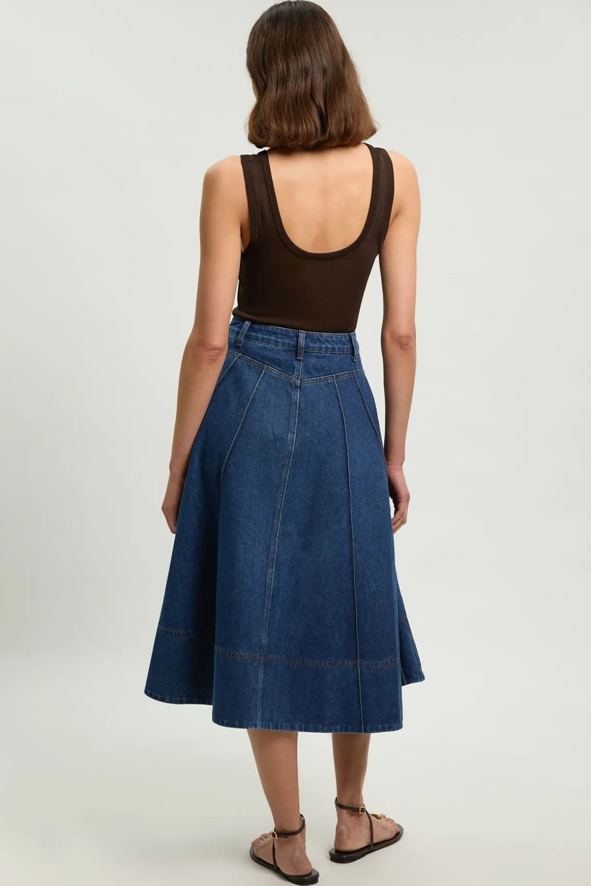 Jupe Midi Évasée En Denim