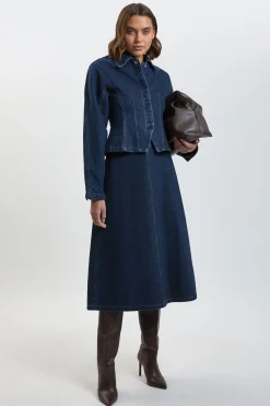 Jupe Midi Évasée En Denim