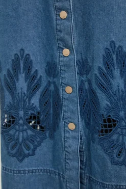 Jupe Midi Évasée En Denim Avec Découpes