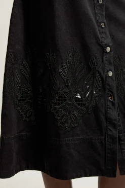 KarenMillen Jupe Midi Évasée En Denim À Découpes<Femme Jupes|Denim