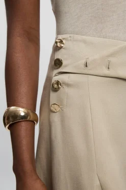 KarenMillen Jupe Midi Évasée en Lin sur Mesure avec Boutonnage Devant<Femme Tailleurs|Jupes